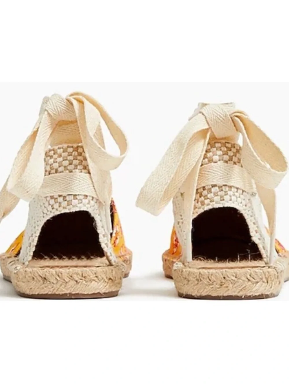 J. Crew D’Orsay Floral Lace-Up Espadrille Flats Orange Pink Canvas | Ankle Tie 7